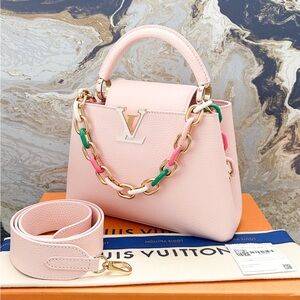Louis Vuitton Capucines BB Taurillon Enamel Chain Bag